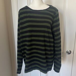 long tall sally Olive & Black Striped Long-Sleeve Crewneck